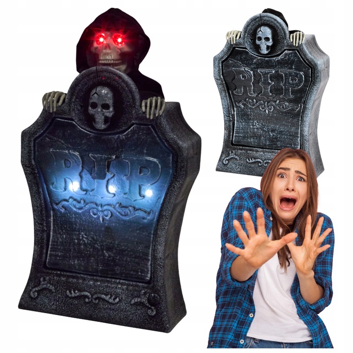 GRÓB NA HALLOWEN NAGROBEK Z WYSKAKUJĄCYM TRUPEM EFEKTOWNA DEKORACJA