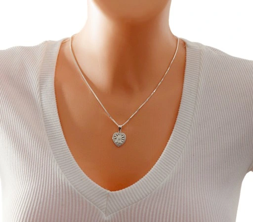 Łańcuszek Srebrny Wenecjana z Medalikiem Serduszko pr 925 Grawer Gratis