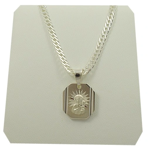 Łańcuszek Srebrny Rombo 3,00 mm z Medalikiem pr 925 Grawer Gratis