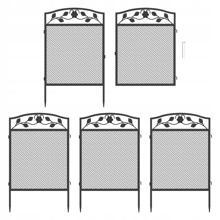 5 Paneli Wytrzymałe Metalowe Płotek Ogrodowy 110cm
