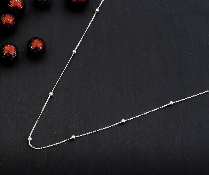 Łańcuszek Srebrny 925 Naszyjnik Cienki Kulki Kuleczki dla Niej | 50 cm