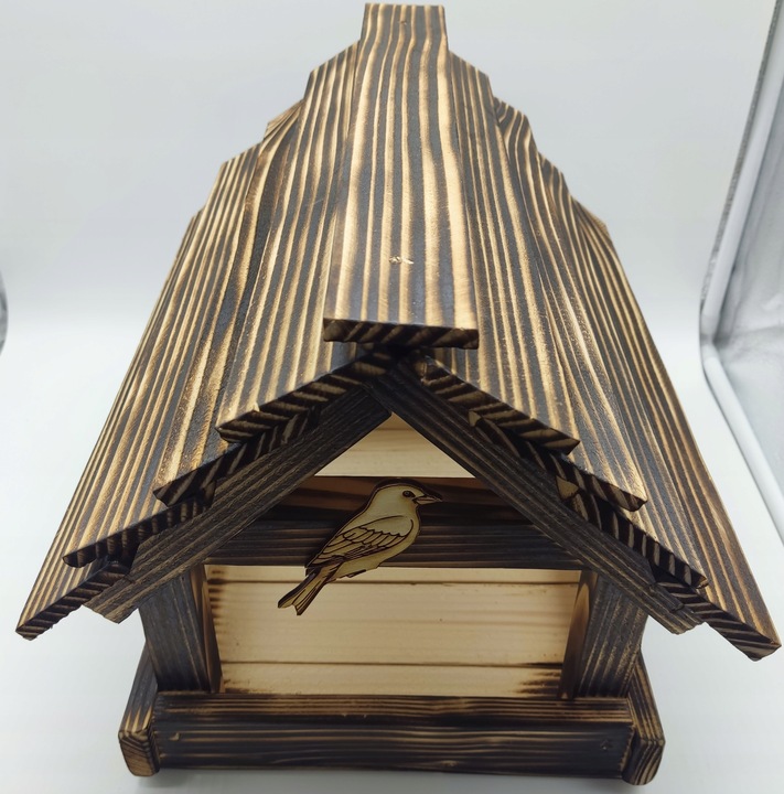 Karmnik Dla Ptaków Duży XXL Opalany Mocny Solidny Budka + Haki + Karma