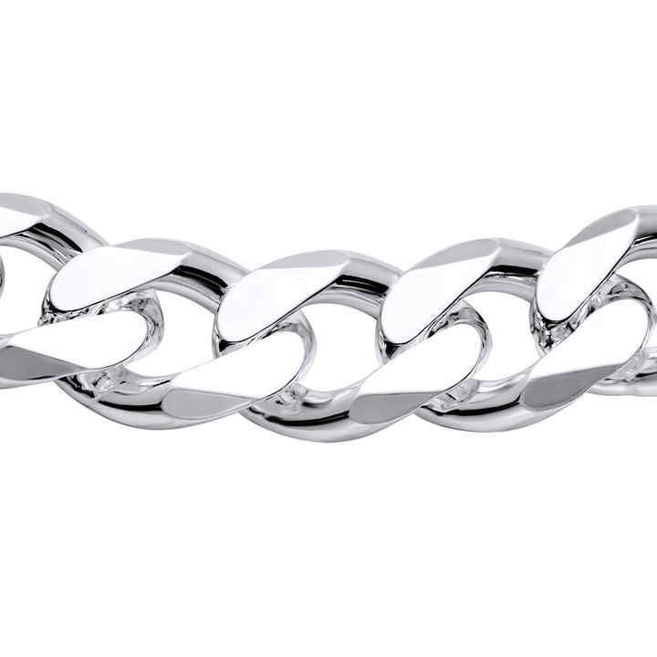 GRUBA Srebrna Bransoletka Męska Pancerka SREBRO 925 Diamentowana 12mm PEŁNA