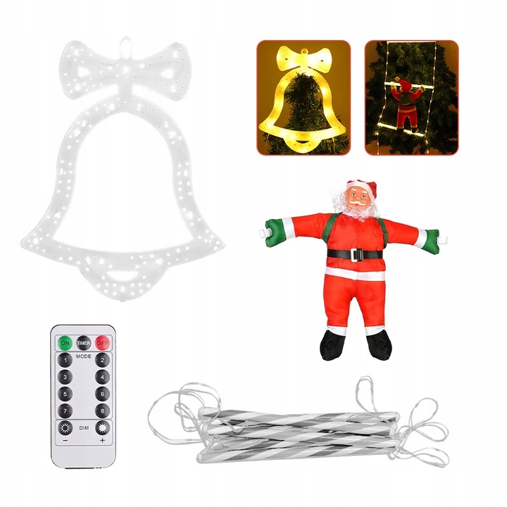 ŚWIĄTECZNE LAMPKI LED DRABINKA ŚWIĘTEGO MIKOŁAJA 8 TRYBÓW 160 CM