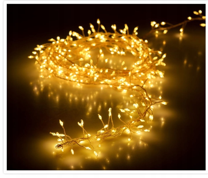 Lampki 1440 LED 14,4 metra CLUSTER RYŻ CIEPŁY BIAŁY