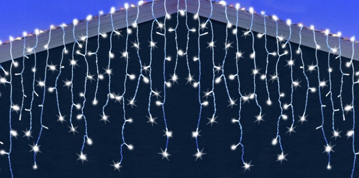 Lampki LED SOPLE ZEWNĘTRZNE flash KURTYNA ŚWIETLNA BIAŁE ZIMNE Biały 300Led