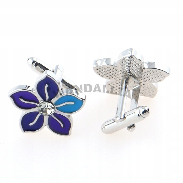 WANDALLIA Spinki do mankietów SP-MN-34 Tematyczne Kwiaty Stokrotki Srebrne