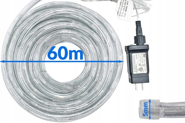 ZEWNĘTRZNY WĄŻ ŚWIETLNY LED ŚWIECĄCY ŁAŃCUCH RGB PROGRAMATOR 230V 60 metrów