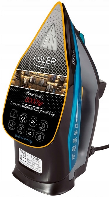 MOCNE ŻELAZKO PAROWE ZE STOPĄ CERAMICZNĄ 3000W