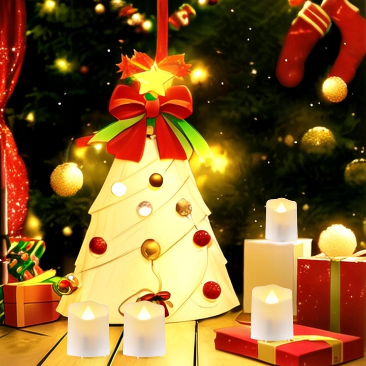 ZESTAW 6 ŚWIEC LED ŁADOWANE Z FUNKCJĄ TIMERA NA BOŻE NARODZENIE I HALLOWEEN