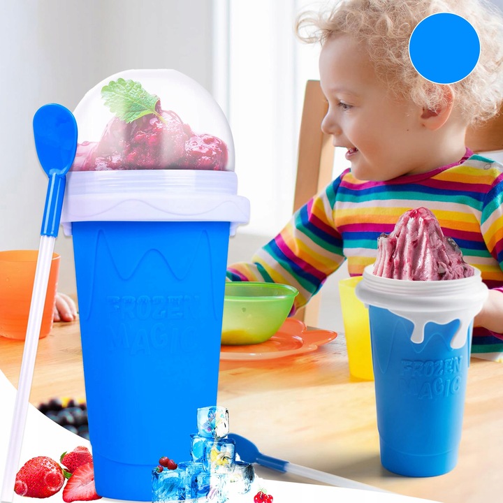 KUBEK DO ROBIENIA LODÓW GRANITY SORBETÓW SLUSHY MROŻONYCH NIEBIESKI