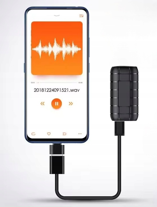 Rejestrator dźwięku podsłuch najdłuższy czas nagrywania 500h 20 dni ciągle