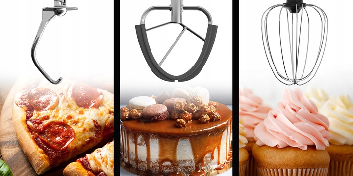 ROBOT KUCHENNY MIKSER PLANETARNY ZESTAW WIELOFUNKCYJNY SREBRNY 6,5L 2200W