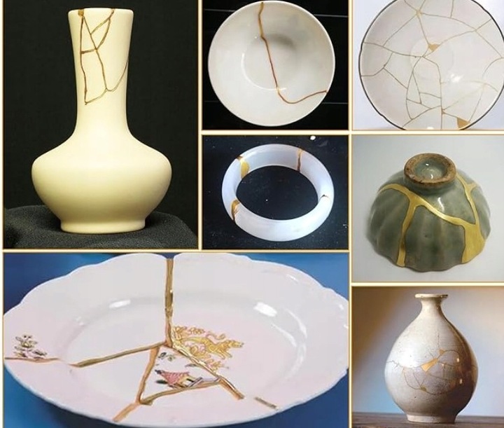 ZESTAW DO TECHNIKI KINTSUGI NAPRAWA CERAMIKI ZESTAW DIY KLEJ ZŁOTY 5min