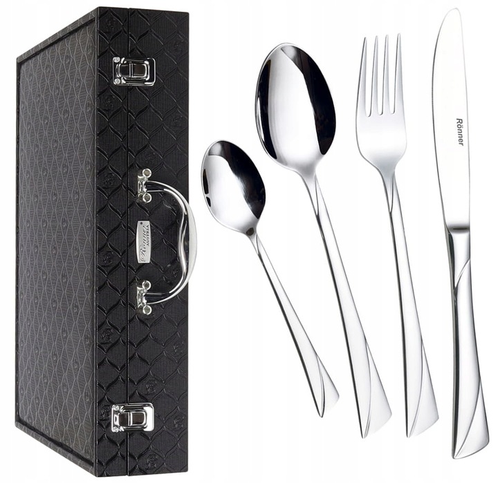 SZTUĆCE ZESTAW NA 12 OSÓB KOMPLET 72 elementy SREBRNE SZTUĆCÓW STALOWYCH