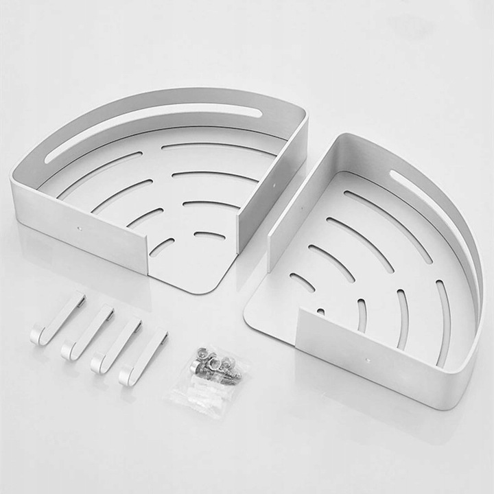 PÓŁKA ŁAZIENKOWA POD PRYSZNIC NAROŻNA SREBRNA ŚCIENNA PRYSZNICOWA KPL 2szt