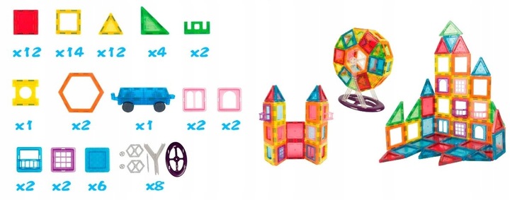 Klocki Magnetyczne 3D Układanka Edukacyjna 70 elementów