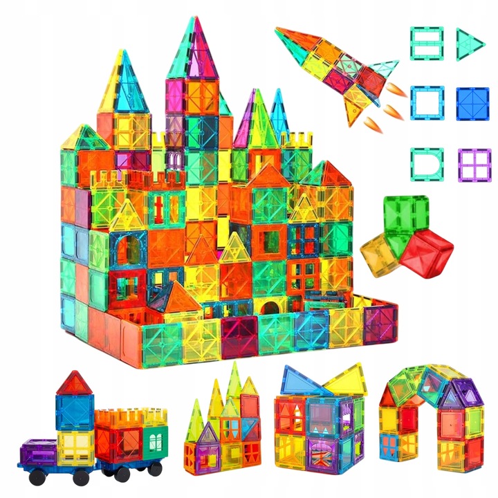 KLOCKI MAGNETYCZNE 3D UKŁADANKA EDUKACYJNA ZABAWKA DLA DZIECI 100 ELEMENTÓW