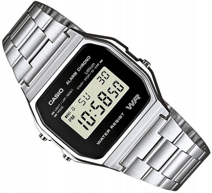 ORYGINALNY ZEGAREK VINTAGE CASIO A158WEA-1EF RETRO SPORT DIGITAL LED + BOX
