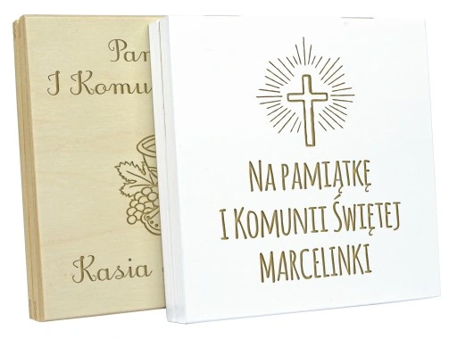PODZIĘKOWANIE Z OKAZJI KOMUNII ŚWIĘTEJ DLA CHRZESTNYCH DZIADKÓW PUDEŁKO 3D