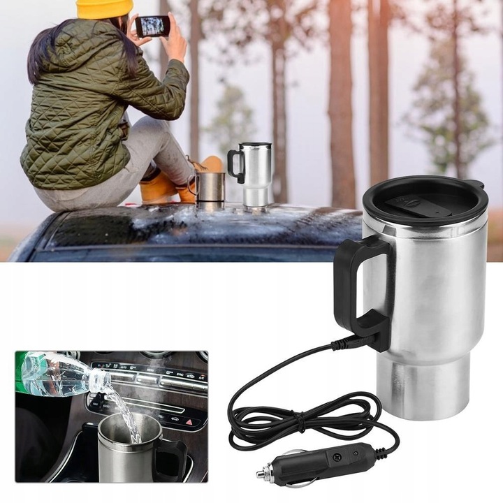 KUBEK TERMICZNY SAMOCHODOWY PODGRZEWANY 450ML