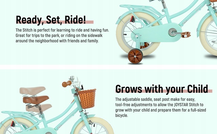 STITCH 18-calowy rower dla dzieci 5-9 lat Koło treningowe Kosz hamulca
