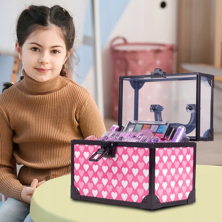 KUFEREK KOSMETYKÓW Zestaw do MAKIJAŻU I PAZNOKCI DLA DZIEWCZYNKI DOMOWE SPA