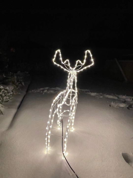 RENIFER ŚWIECĄCY LED DUŻY Z RUCHOMĄ GŁOWĄ BIAŁY CIEPŁY IP44 ZEWNĘTRZNY