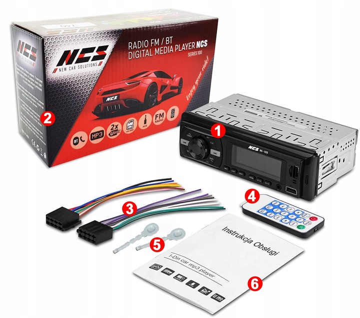 RADIO SAMOCHODOWE 1DIN USB SD MIKROFON BLUETOOTH