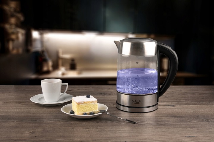 CZAJNIK ELEKTRYCZNY SZKLANY BEZPRZEWODOWY LED 1,7L REGULACJA TEMP 2200