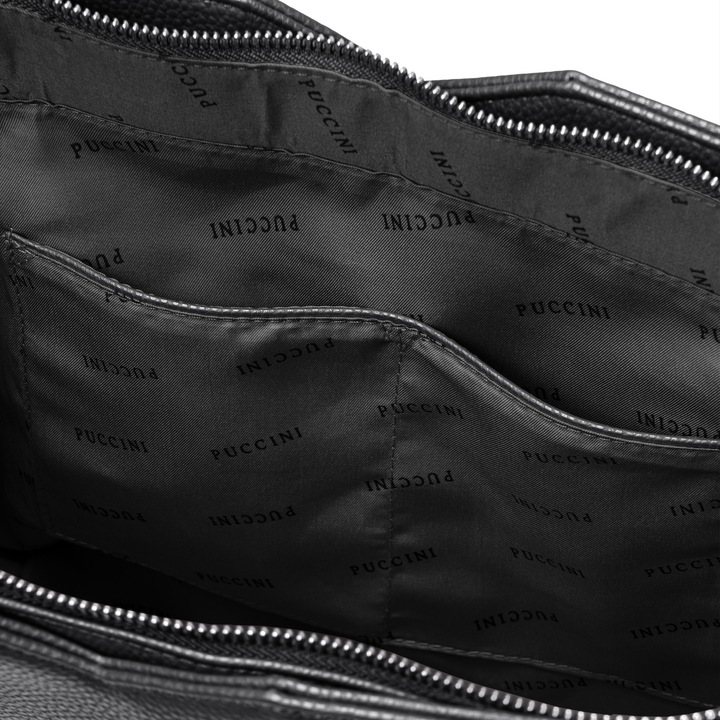 Torebka Shopper Damska PUCCINI Duża Mieści A4 Czarna Z Wycięciami BML053D-1
