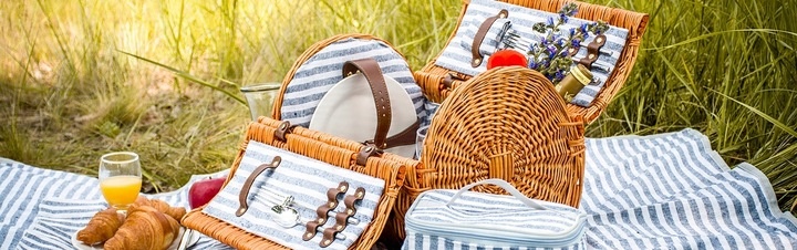 Pleciony kosz piknikowy wiklinowy dla 2 osób ogród termotorba talerze