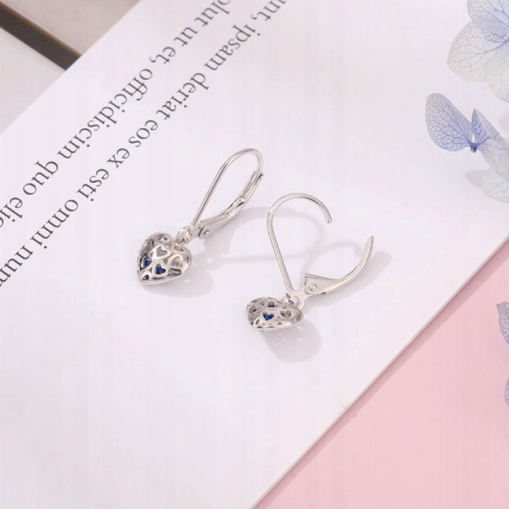 KOLCZYKI Srebrne PRÓBA 925 Wiszące Serca Wydrążenie z Cyrkoniami SREBRO