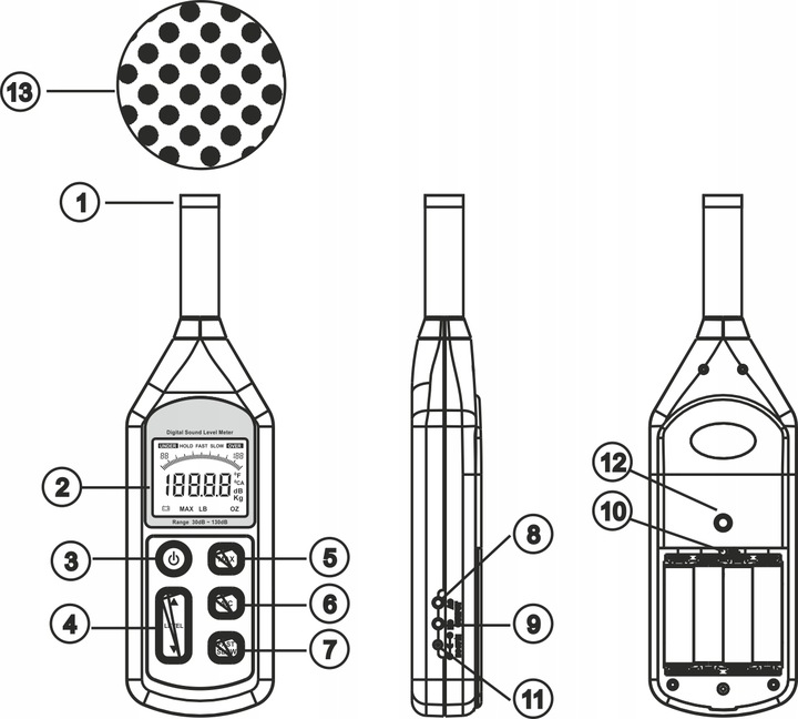 DECYBELOMIERZ SONOMETR MIERNIK NATĘŻENIA POZIOMU DŹWIĘKU, HAŁASU, GŁOŚNOŚCI