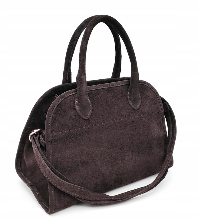 Torebka zamsz kuferek skóra naturalna brązowa czekoladowa espersso