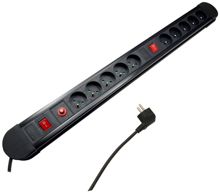 PRZEDŁUŻACZ LISTWA ZASILAJĄCA 10 GNIAZD 1,5m KABEL AUTOMATYCZNY BEZPIECZNIK