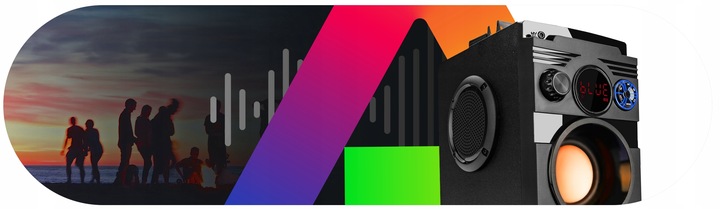 GŁOŚNIK PRZENOŚNY RADIO BUDOWLANE TUBA WIEŻA BLUETOOTH CHARGE 1300W