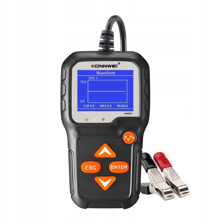 Tester Akumulatorów Konnwei KW650 z LCD Miernik Rozruchu Cyfrowy 6V 12V USB