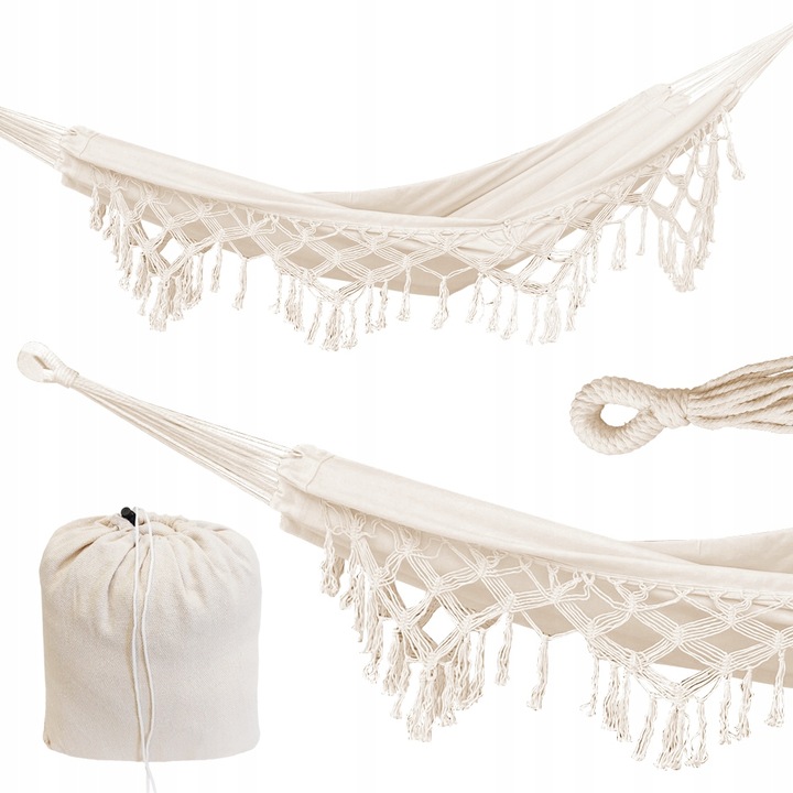 HAMAK OGRODOWY DWUOSOBOWY MOCNY DUŻY XXL BOHO 2 OSOBOWY BRAZYLIJSKI + TORBA
