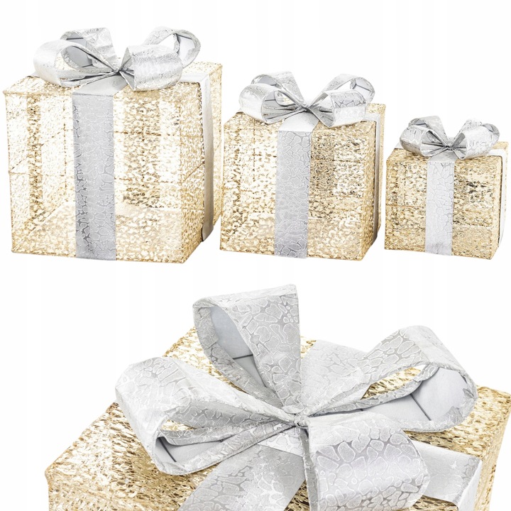 Ozdoba Prezenty zestaw 3 szt. LED Figurka świetlna świąteczna prezentowy