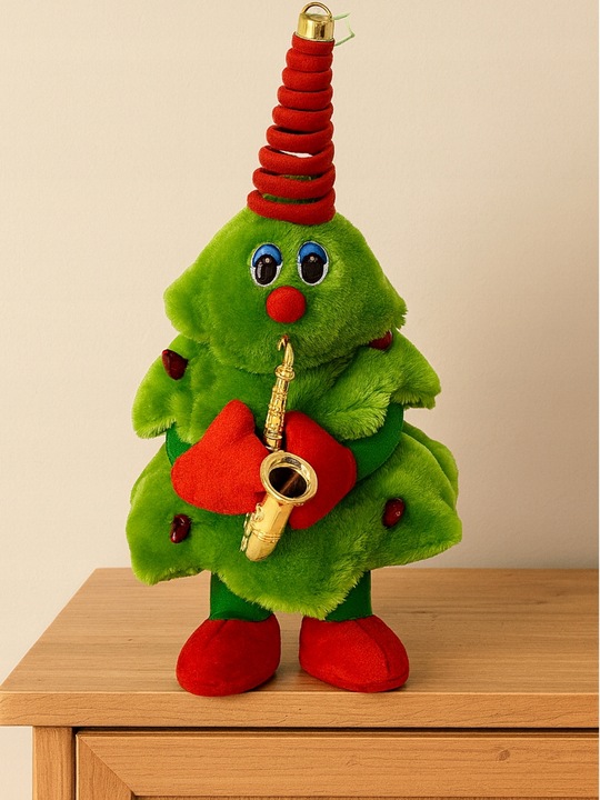 Choinka Z Saksofonem Tańcząca Oraz Grająca 8 Melodii Z Dzwoneczkiem 36cm