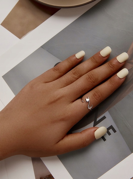 PIERŚCIONEK OTWARTY SREBRNY KOT KOTEK SREBRO 925