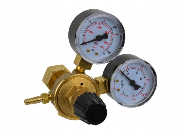 Reduktor CO2/ARGON z dwoma zegarami króciec