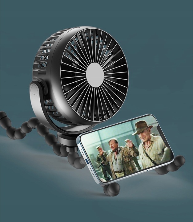 WENTYLATOR PRZENOŚNY WIATRAK BIURKOWY 5200mAh Z ELASTYCZNYM STATYWEM