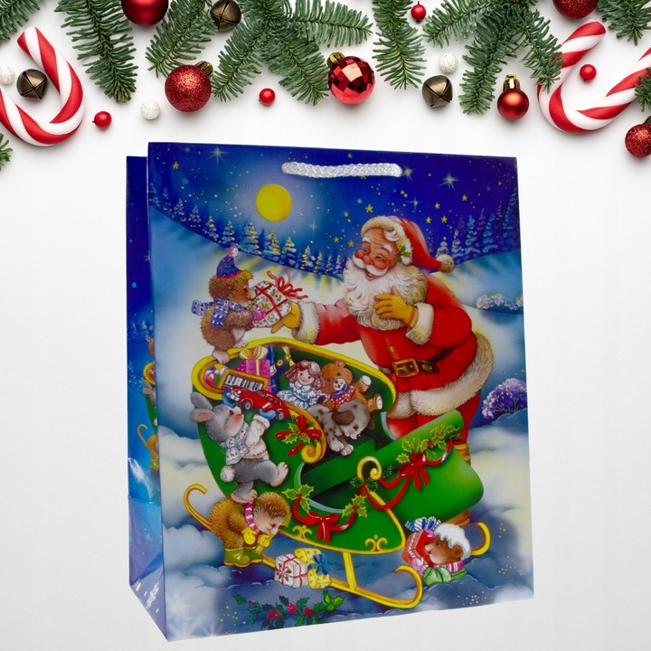 TOREBKI prezentowe ŚWIĄTECZNE TORBA prezenty ŚWIĘTA MIKOŁAJ 20x11x24cm x10