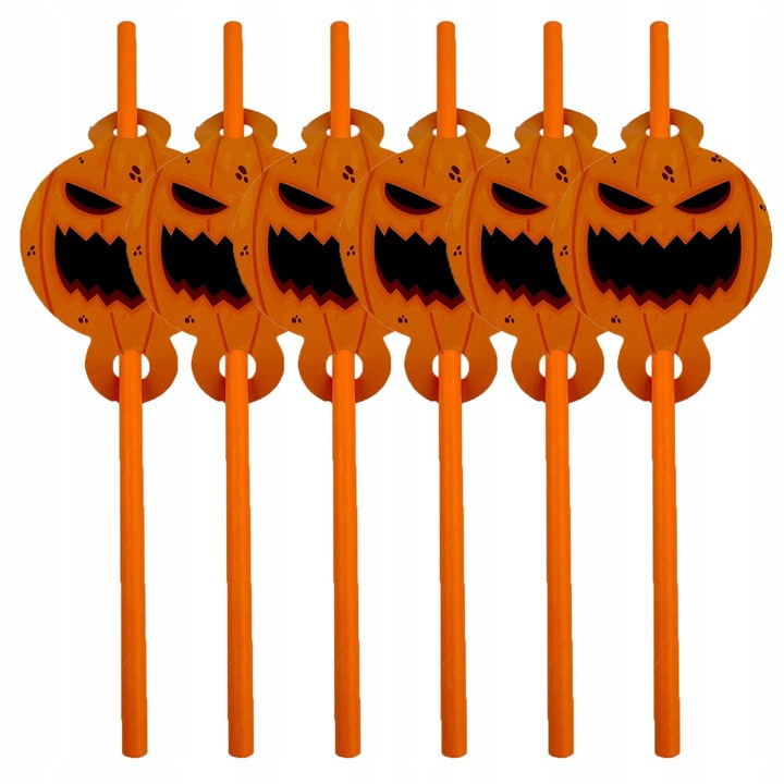 Duży Zestaw Talerzyki kubeczki serwetki słomki Halloween Dynia 40szt