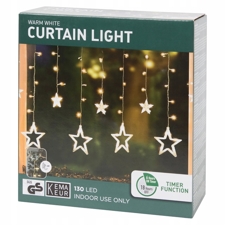 Kurtyna świetlna Lampki 2M gwiazdki 130LED światełka w okno oświetlenie