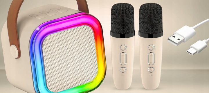 ZESTAW KARAOKE 2 MIKROFONY + GŁOŚNIK BEZPRZEWODOWY BLUETOOTH SUPER DŹWIĘK