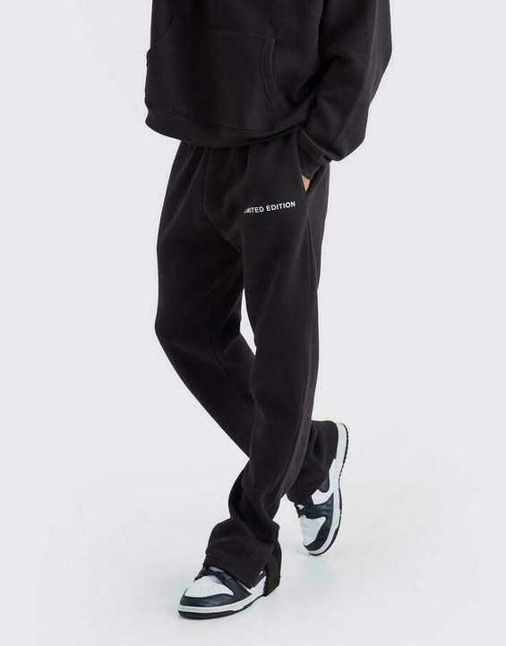 CZARNE SPODNIE DRESOWE PROSTE KLASYCZNE OCIEPLANE BOOHOO M