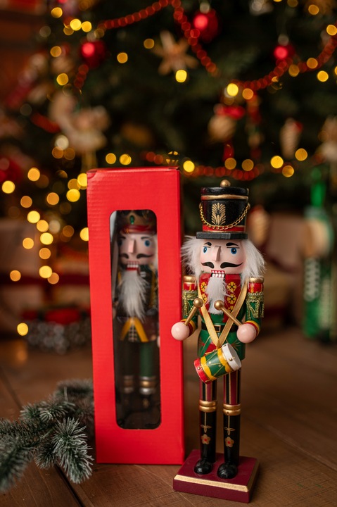 ŚWIĄTECZNE FIGURKI DZIADEK DO ORZECHÓW DUŻY DREWNIANY OZDOBA NA PODSTAWCE